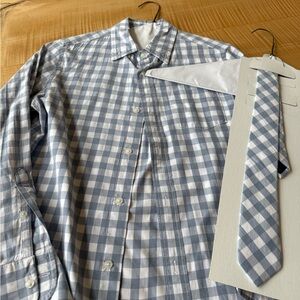 Crewcuts Gray and White Plaid Shirt with Tie